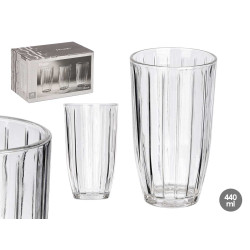 VASO ALTO RAYAS 440ML TRANSPARENTE