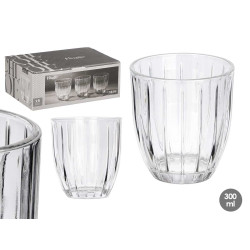 VASO AGUA RAYAS 300ML TRANSPARENTE