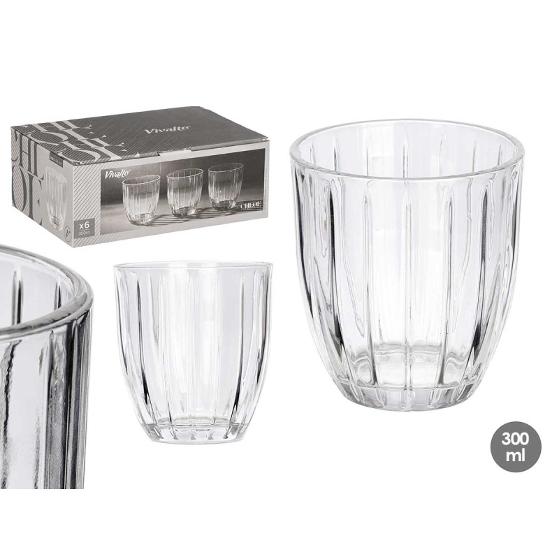 VERRE À EAU  RAYURES 330ML TRANSPARENT