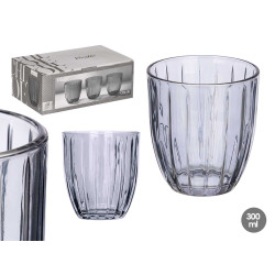 VERRE À EAU  RAYURES 330ML FUMÉE