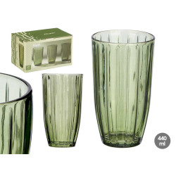 VASO ALTO RAYAS 440ML VERDE