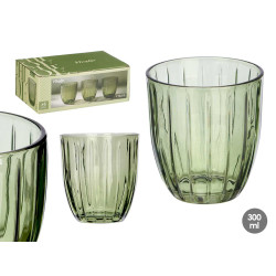 BICCHIERE ACQUA RIGHE 330ML VERDE