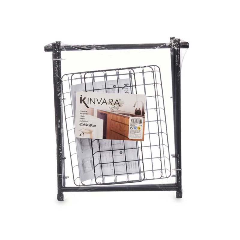 SCAFFALE METALLICO SCALE NERO 3 PIANI