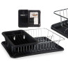 FLAT BLACK DISH DRAINER WITH TRAY CONTAINER