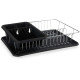 FLAT BLACK DISH DRAINER WITH TRAY CONTAINER
