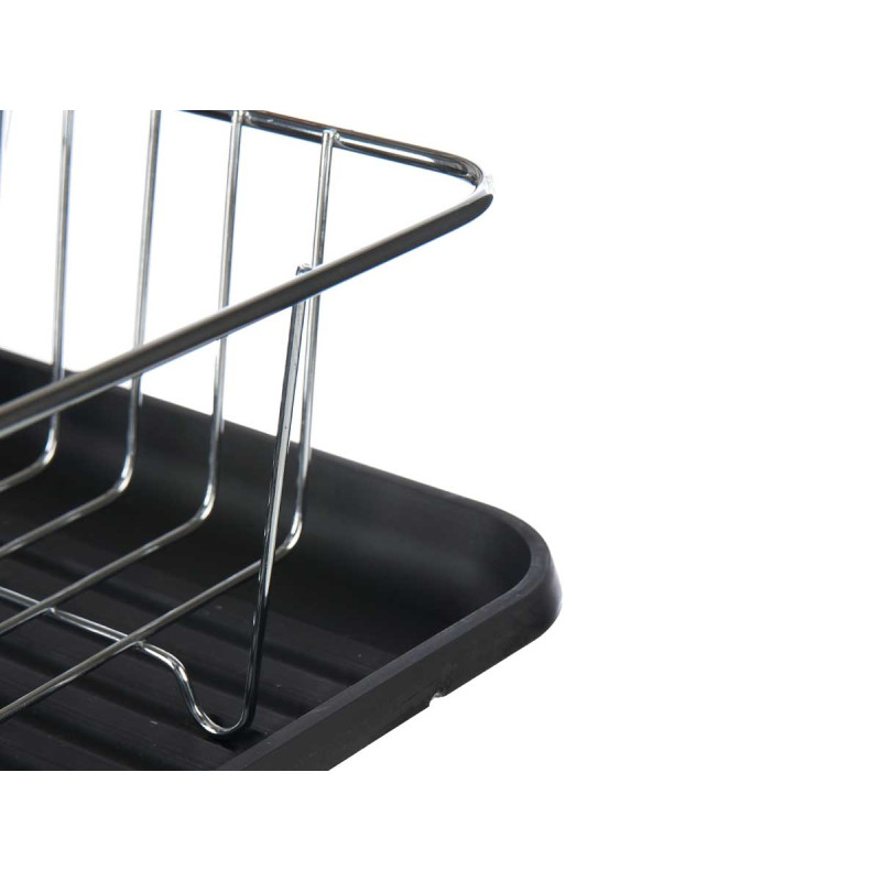 FLAT BLACK DISH DRAINER WITH TRAY CONTAINER