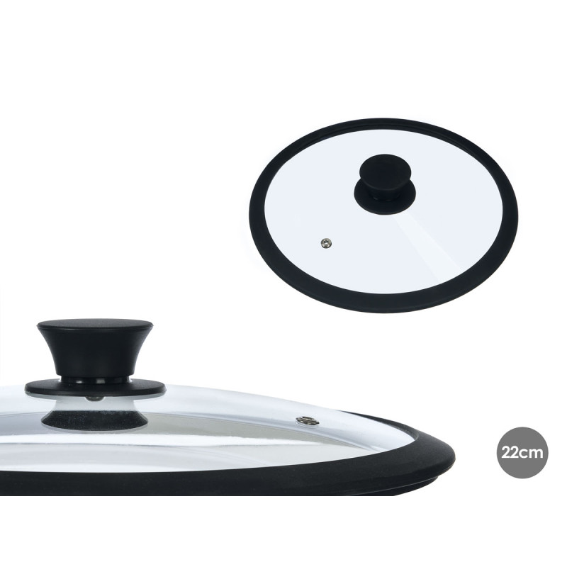 TAMPA DE SILICONE DE VIDRO COM 22 CM DE DIÂMETRO