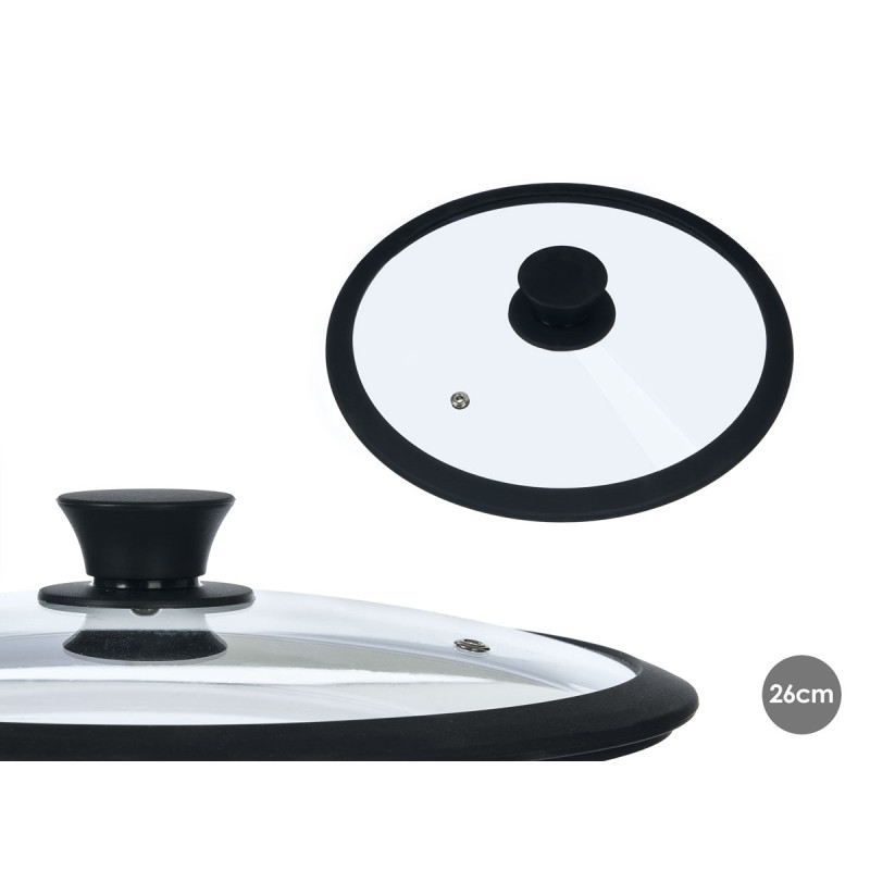 GLASS SILICONE LID 26CM DIAM