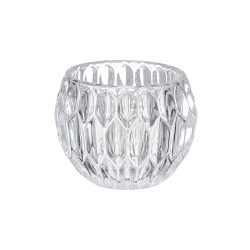 GLASS DIAMOND CANDLE HOLDER BIG