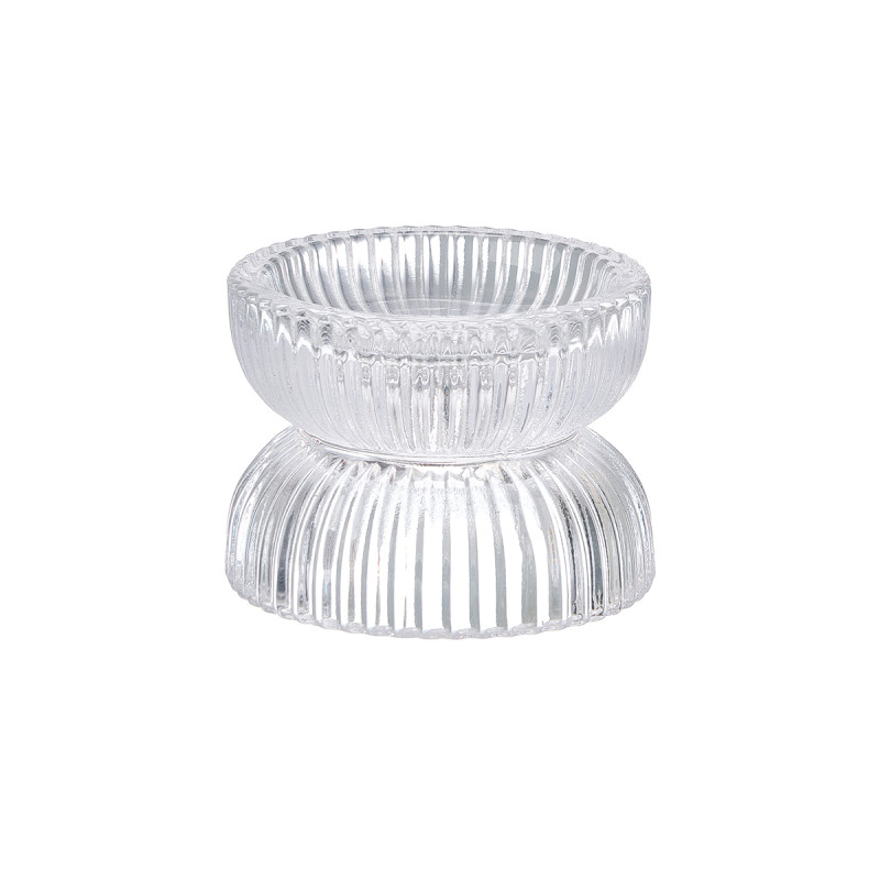 GLASS CANDLE HOLDER DOUBLE BOWL
