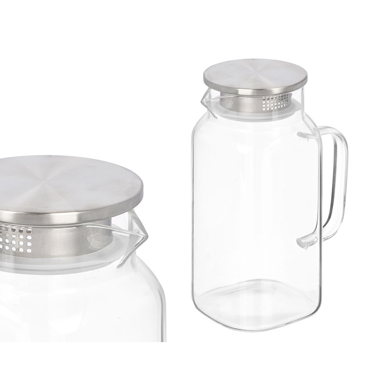 JARRA BOROSILICATO CUADRADA TAPA ACERO 1,5L