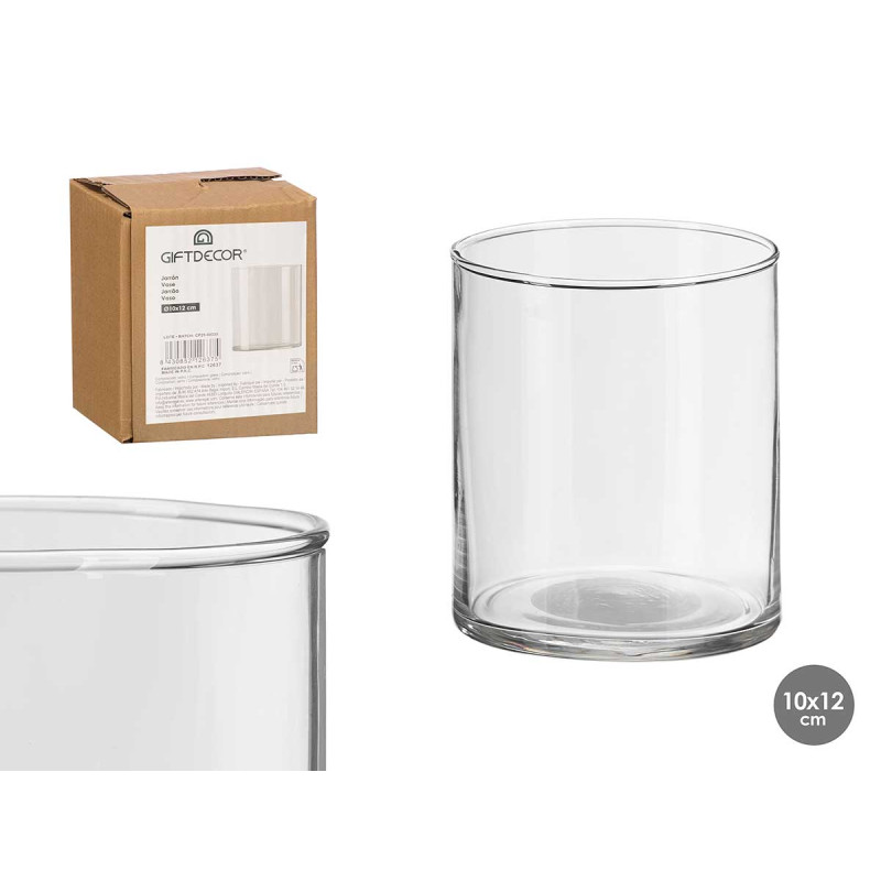 VASO CILINDRICO VETRO 9 X 9 X 10CM