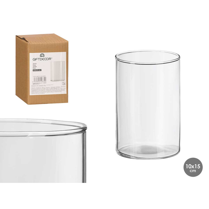 VASO CILINDRICO VIDRO 10X15CM