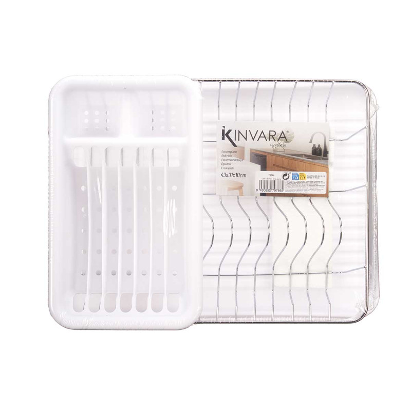 FLAT WHITE DISH DRAINER WITH TRAY CONTAINER