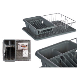 SCOLAPIATTI PIANO GRIGIO CON VASSOIO CONTENITORE
