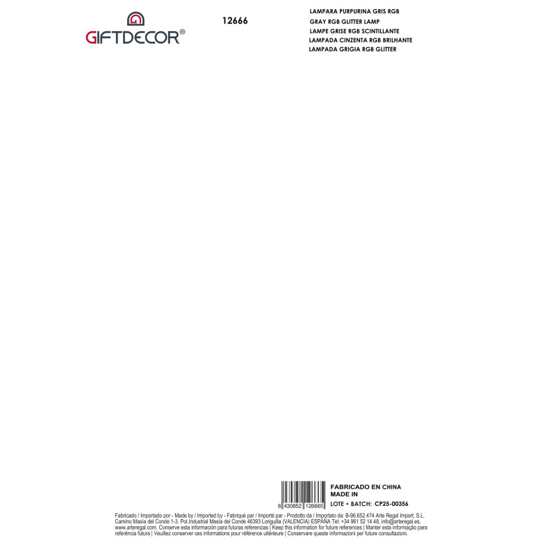 LAMPADA GRIGIA RGB GLITTER