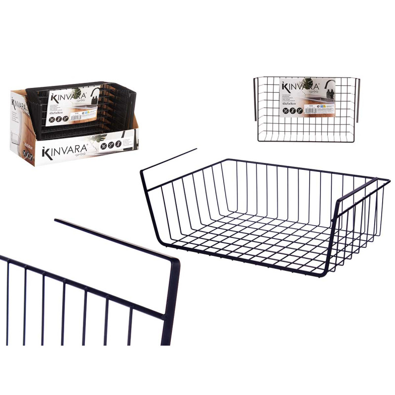 SUPPORTO NERO METALLO CESTO 40 X 25,5 X 14 CM