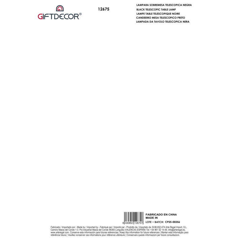 BLACK TELESCOPIC TABLE LAMP