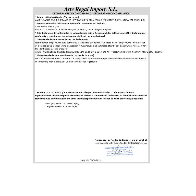 DESODORISANT VOITURE 3 RECHARGES NOUVEL ASSORT VOI