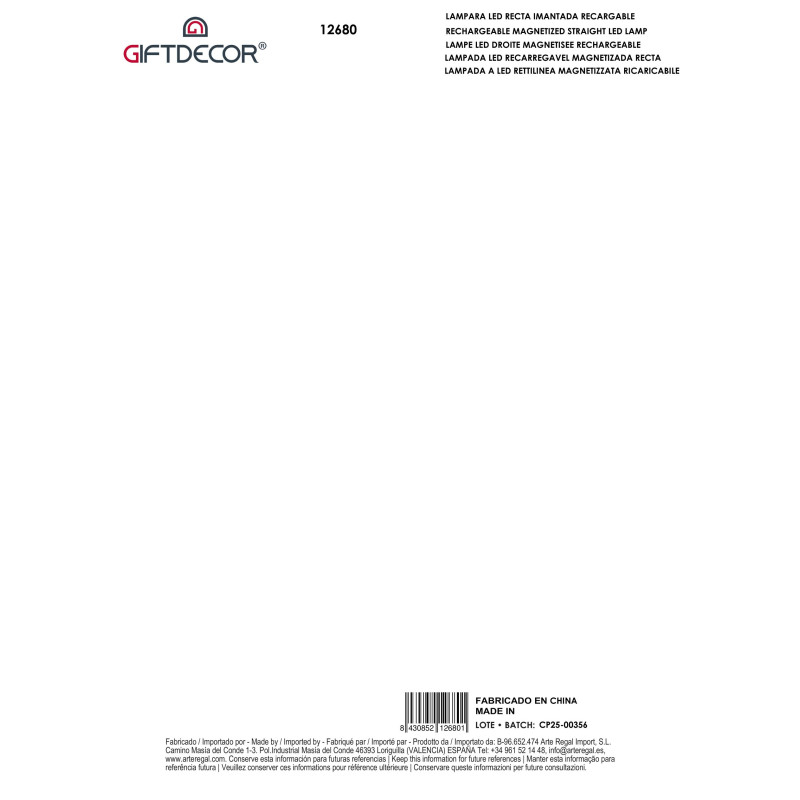 LAMPE LED DROITE MAGNETISEE RECHARGEABLE