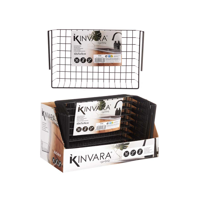 SUPPORTO NERO METALLO CESTO 40 X 25,5 X 14 CM