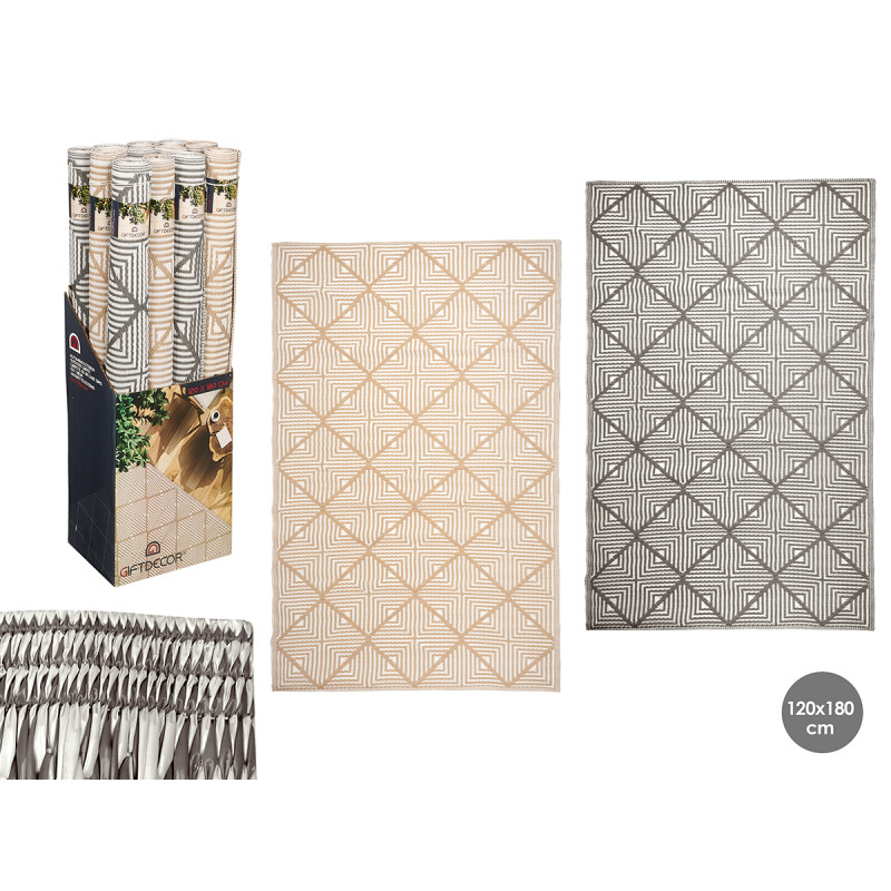 TAPIS EXTÉRIEUR LOSANGES ASSORTIS 2 COULEURS 120X1