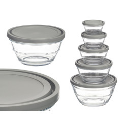 SET 5 SCATOLE PRANZO ROTONDE GRIGIO