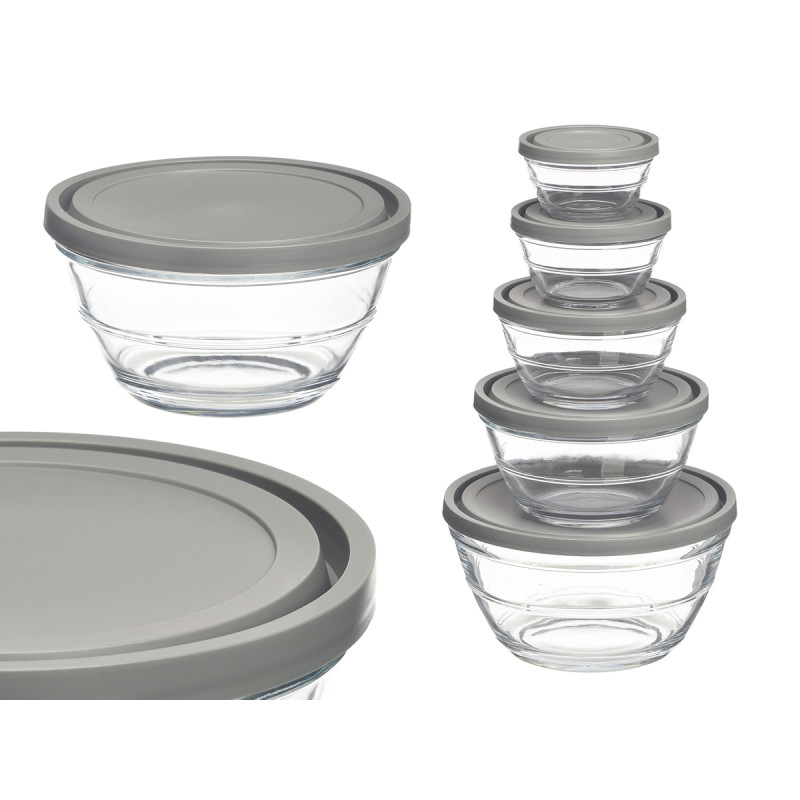 SET 5 FIAMBRERAS REDONDAS GRIS