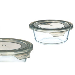 GRAY ROUND LUNCH BOX