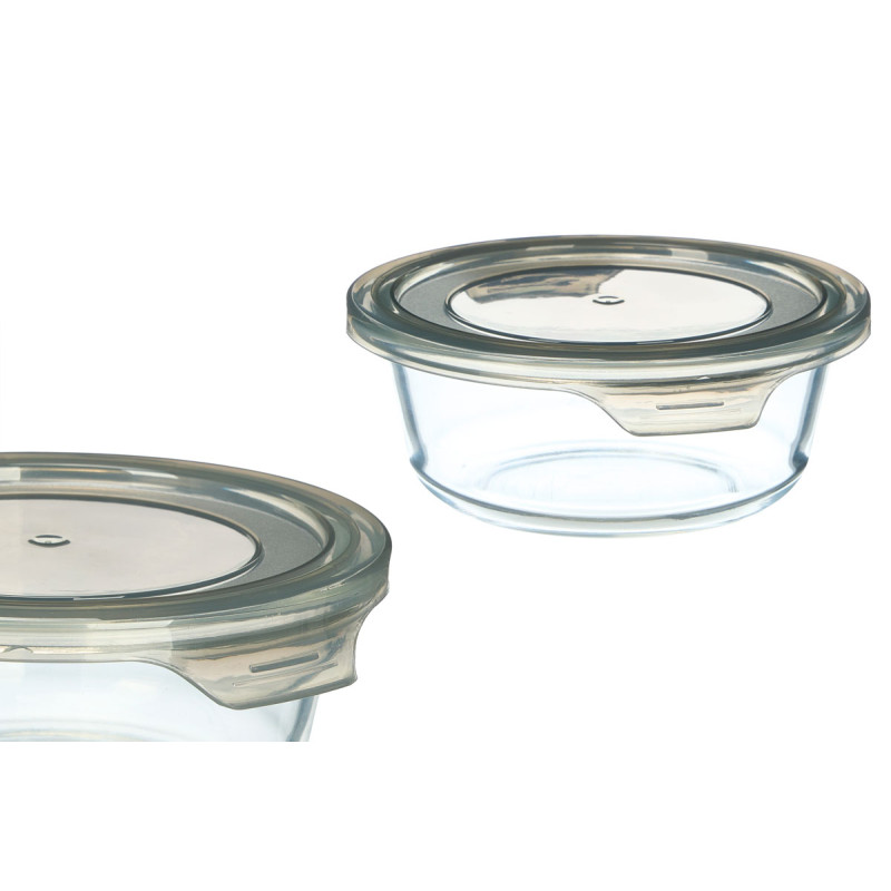 GRAY ROUND LUNCH BOX