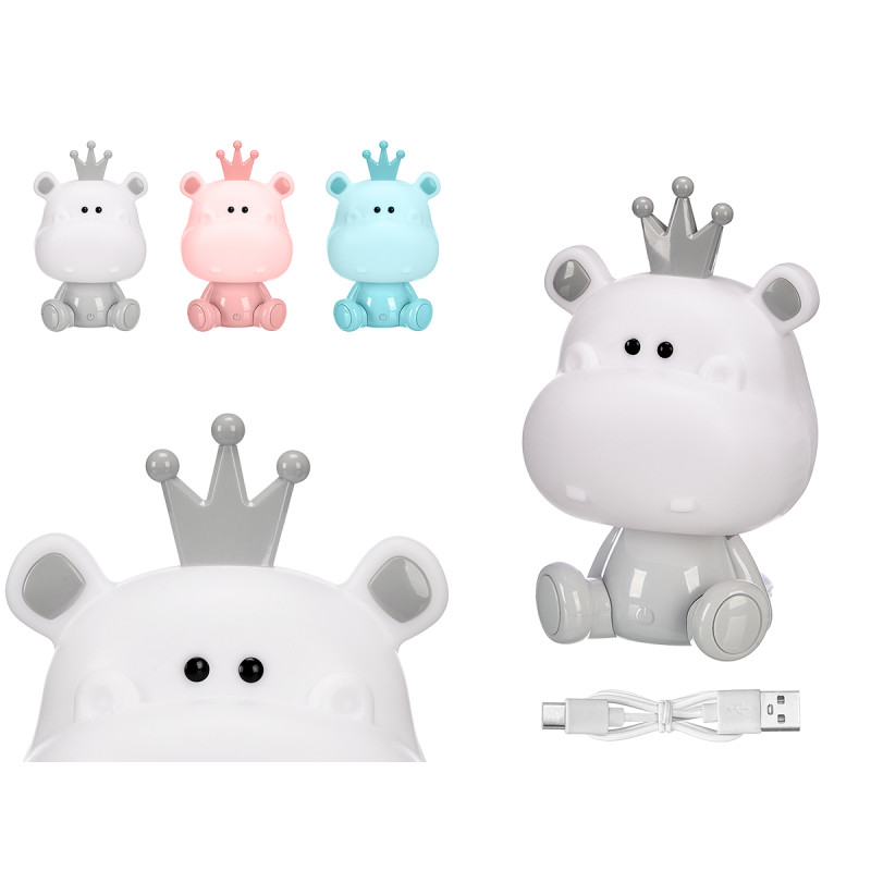CHILDREN NIGHT LIGHT HYPOPOTAMO ASRT 3 COLOR