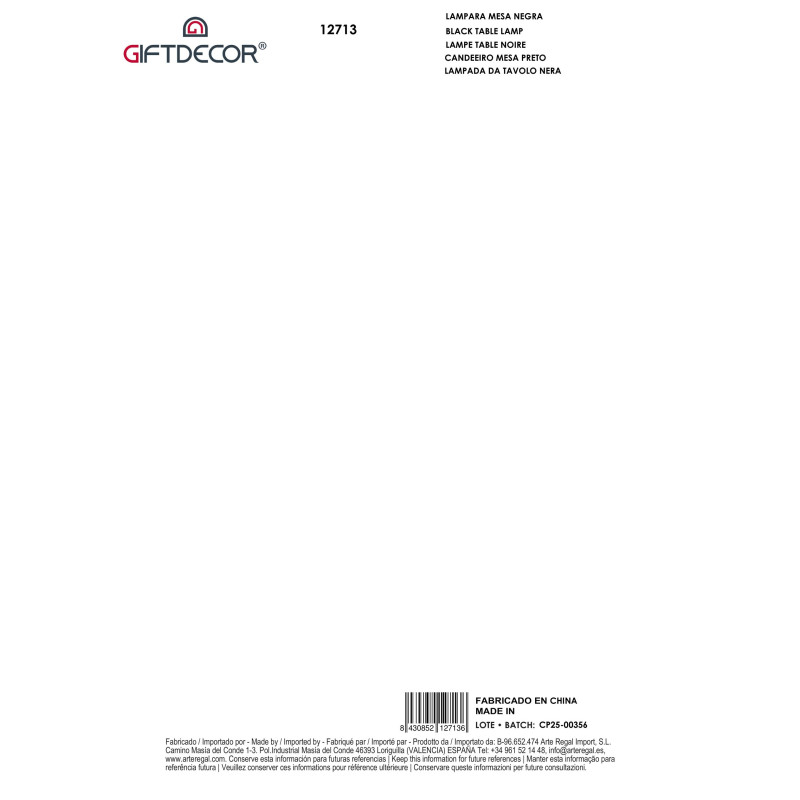 LAMPE TABLE NOIRE