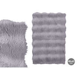 GRIS 40X60CM TAPIS A POILS GAUFRES