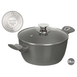 CACEROLA INDUCCION FORJADA 24CM GRIS