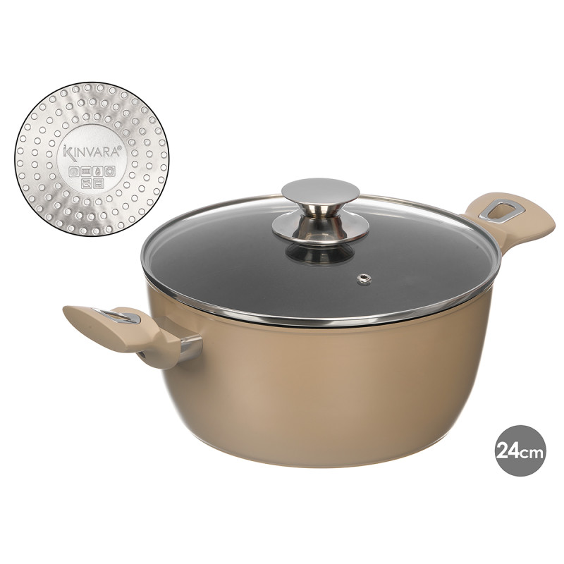 CACEROLA INDUCCION FORJADO 24CM BEIGE