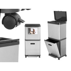 CAIXOTE DO LIXO DUPLO EM AÇO DE 15L 