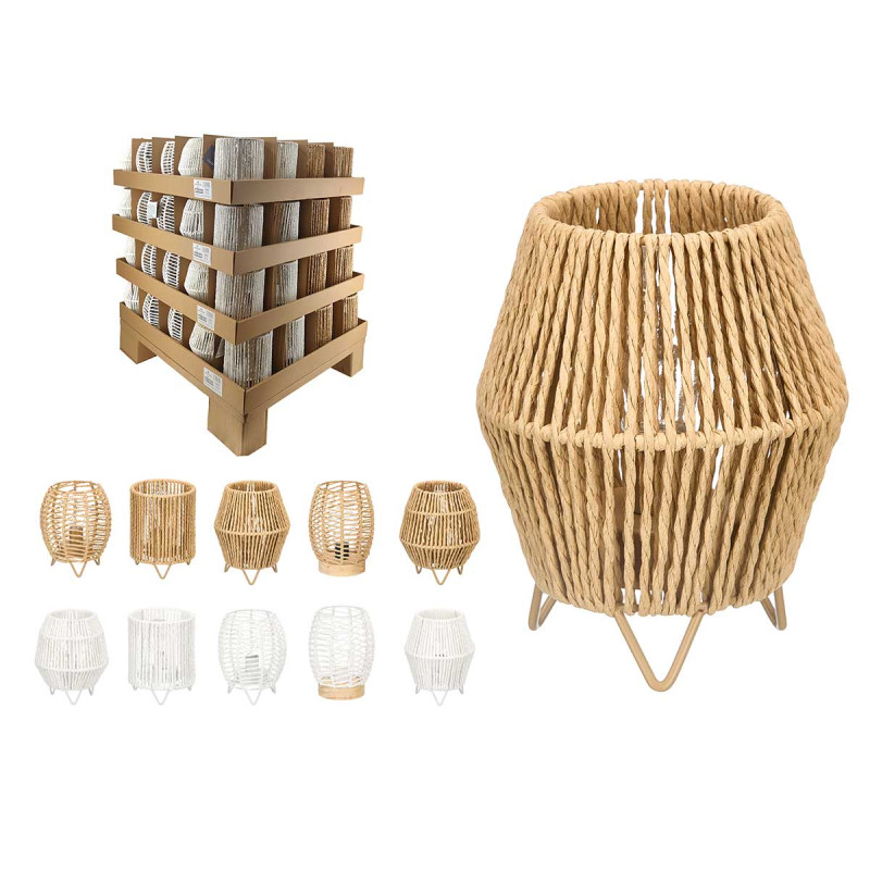 LAMPE DE TABLE RONDE CORDE ASSORTIE 5 PRÉSENTOIRS