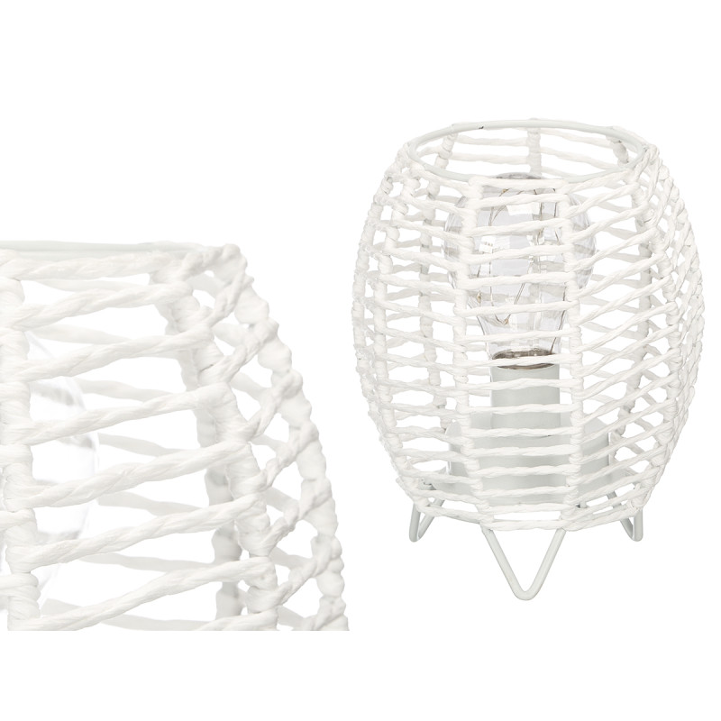 LAMPE DE TABLE RONDE CORDE BLANCHE