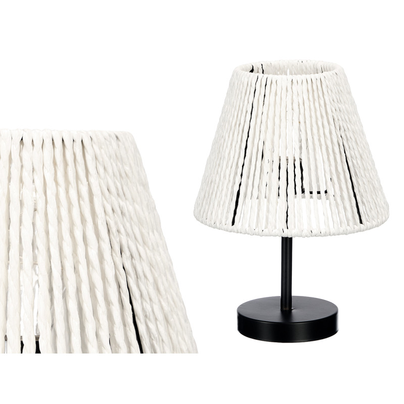 WHITE ROPE CONICAL TABLE LAMP