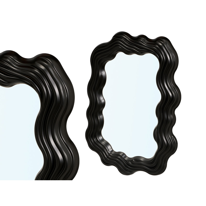 ESPELHO MOLDADO EM PLÁSTICO PRETO 45CM