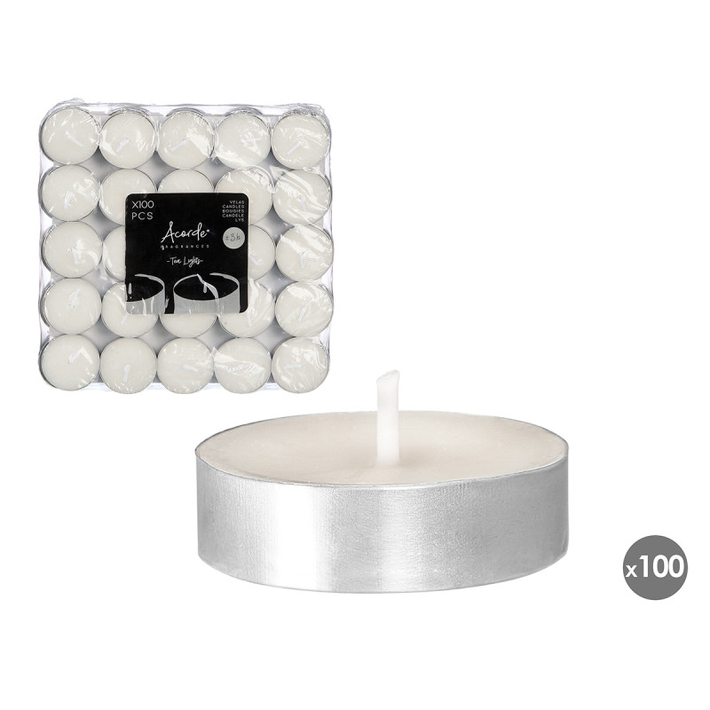 SET 100 WHITE TEA LIGHT  3H
