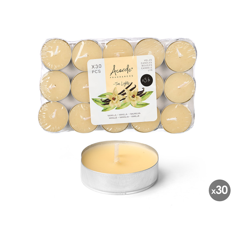 SET 30 VELAS CHA BAUNILHA 3H