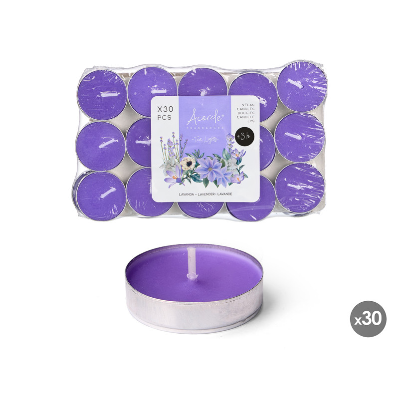 SET 30 TEA LIGHT LAVANDA  3H