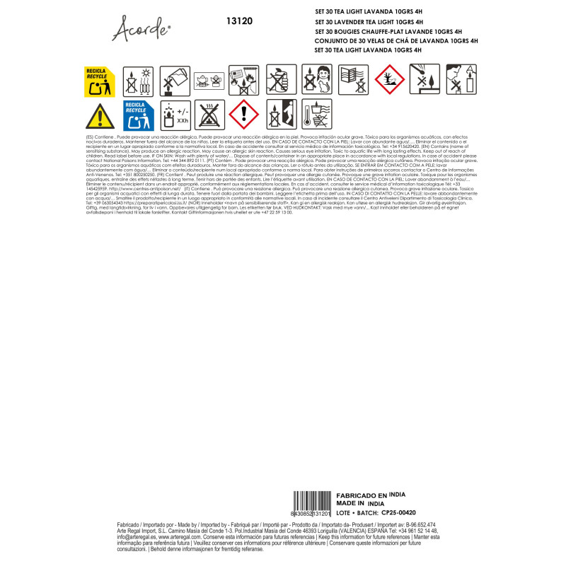 SET 30 LAVENDER TEA LIGHT  3H