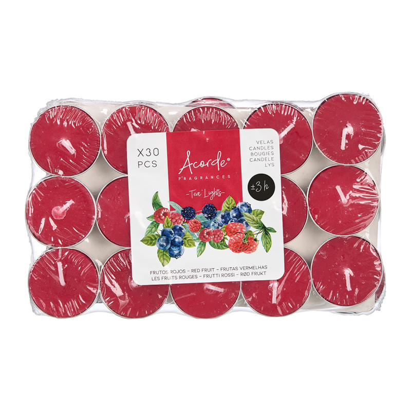SET 30 TEA LIGHT FRUTOS ROJOS  3H