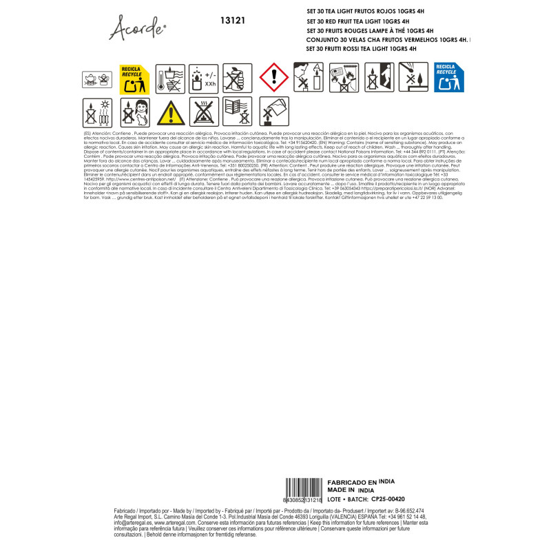 SET 30 RED FRUIT TEA LIGHT  3H