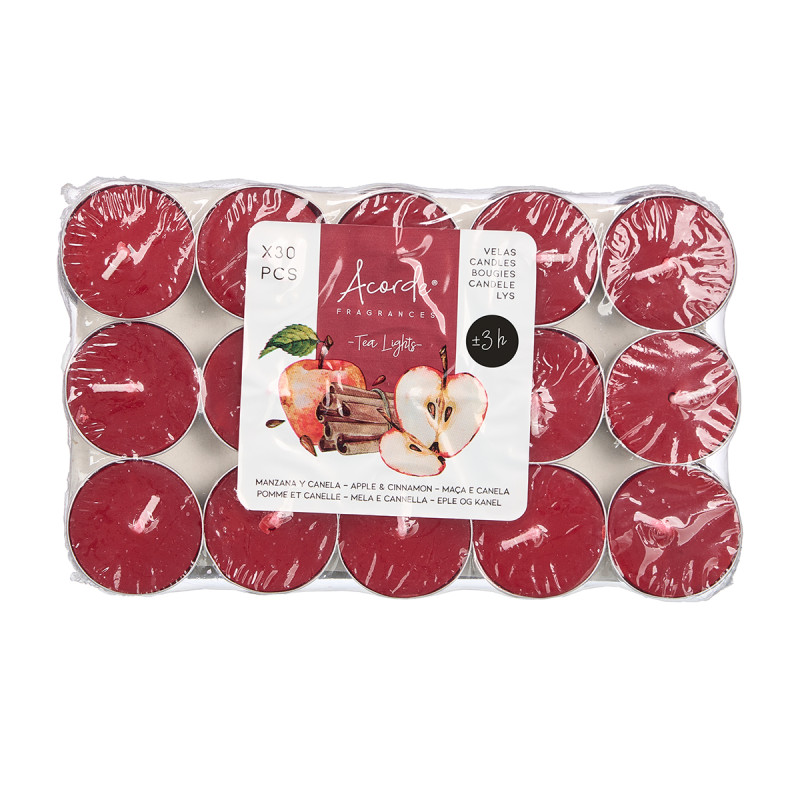 SET 30 TEA LIGHT MANZANA CANELA  3H