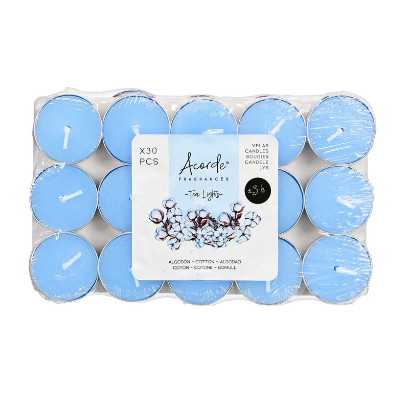 SET 30 VELAS TEA LIGHT ALGODAO 3H