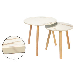 SET DE 2 TABLES D'APPOINT 39 + 48CM PIEDS NATURELS