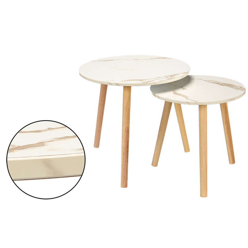 SET DE 2 TABLES D'APPOINT 39 + 48CM PIEDS NATURELS